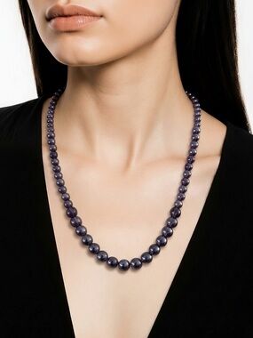purple‎ graduated faux pearl necklace 2 mm - 8 mm 18” long with 2.5” extension